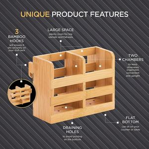 Porte-ustensiles en bambou pour égouttoir à vaisselle - Product Image 2