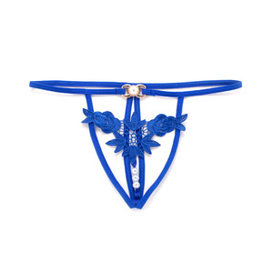 Tanga sexy para mujer, bragas huecas con bordado de malla con cordones, Tanga erótica transparente con perlas bordadas en la espalda en T para niñas - Product Image 5