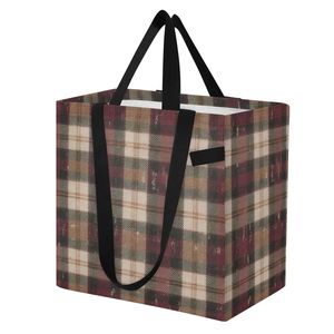 Custom Plaid <b>Canvas</b> Tote <b>Bag</b> Double Handle <b>Large</b> 32L Reusable Shopping Beach Picnic <b>Bag</b> Wholesale - Product Image 2
