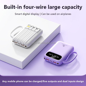 Mini batterie externe colorée 10000mAh avec prise 4 câbles Lanière Lampe de poche <span class=keywords><strong>Charge</strong></span> rapide Chargeur de batterie portable pour les voyages - Product Image 4