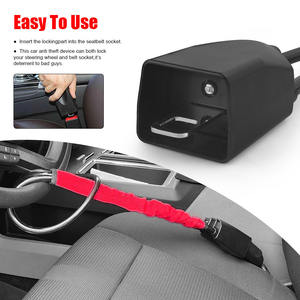Cross-Border Anti-Theft Device Steel Car Steering Wheel Lock and Seat <b>Belt</b> <b>Buckle</b> Lock with 3 Keys Multiple Colors Available - Product Image 2
