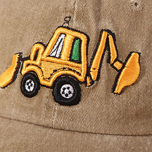 Cappello da Cowboy Vintage lavato in cotone con ricamo Design escavatore per ragazzi e ragazze di età compresa tra 2 e 8 anni - Product Image 4