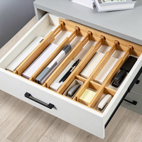 Diviseurs de tiroirs en bambou réglables, lot de 6 organisateurs de tiroirs extensibles pour la cuisine, les vêtements et le bureau, s'adaptent aux intérieurs de tiroirs