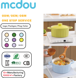 Ensemble de casseroles et marmites en céramique antiadhésives de style américain moderne mcdou Cooklover avec poignée en silicone, compatibles lave-vaisselle - Product Image 1