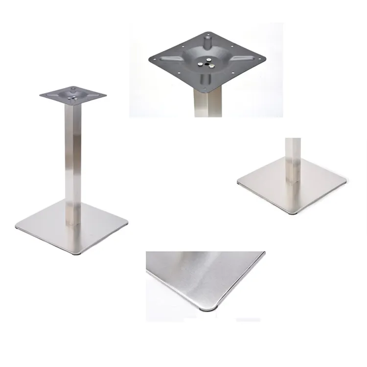 Piezas de muebles industriales modernos de alta resistencia, patas cuadradas de acero cromado, tubo de Metal inoxidable, mesa de comedor