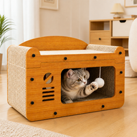 Lit pour chat extra large de 56 cm, griffoir, cachette, maison douillette pour la sieste, en MDF et carton ondulé