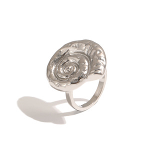 18K Gold Plated Stainless Steel Spiral Conch Open <b>Ring</b> Vintage Textured <b>Statement</b> <b>Ring</b> For Women Fashion Jewelry - Product Image 1