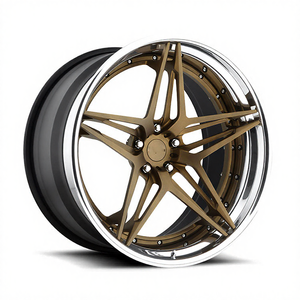 Jantes forgées en alliage T6-6061 Bronze 5 étoiles polies à rebord profond, 3 pièces, pour véhicules largeur de châssis élargie, style urbain de luxe VIP, ajustement décalé - Product Image 1