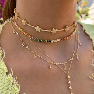 Collier ras de cou rectangulaire en CZ arc-en-ciel, nouveau pour l'été <span class=keywords><strong>2022</strong></span>, pour femmes - Product Image 2