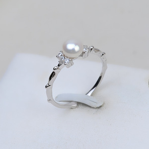 Bague ouverte en argent S925, simple et tendance, pour femme, avec incrustation de diamant taillé, 4-5 accessoires DIY, support vide pour perle 141 - Product Image 2