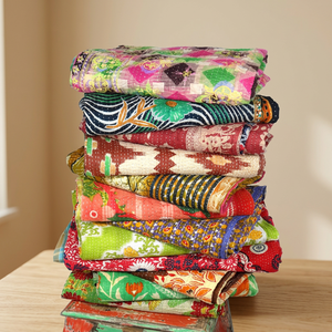 Lote Exclusivo 12 Piezas Cosido a Mano Vintage Algodón Sari Kantha Throw - Product Image 3
