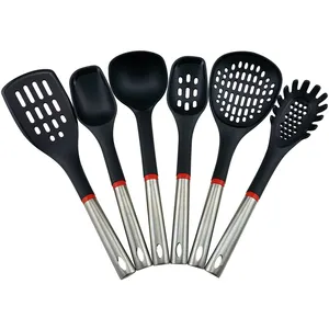 Utensili da cucina senza BPA Set di utensili in Silicone antiaderente resistente al calore cottura in acciaio inossidabile