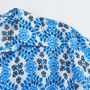 <span class=keywords><strong>Robe</strong></span> d'été de style <span class=keywords><strong>jupon</strong></span> imprimé pour femmes <span class=keywords><strong>Robe</strong></span> de style vacances ample à manches longues et à ceinture boutonnée - Product Image 4