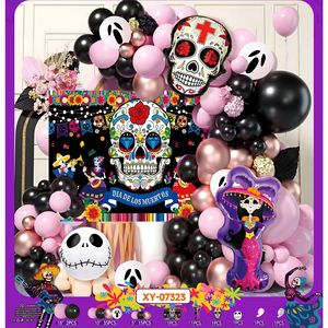 Set de Globos de Halloween al por Mayor, Globos de Látex con Diseño de Calavera, Decoración para Fiestas del Día de los Muertos, Tamaños Variados - Product Image 1