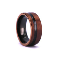 Trendiger Espresso-Wolfram-Ehering mit Ebenholz-Einlage Schwarzes Inneres Zertifizierter Unisex THX Schmuck für Männer