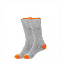 Chaussettes chauffantes électriques d'hiver, avec compartiment pour piles, en coton épais, antibactériennes, absorbant la transpiration, unisexes, à double aiguille