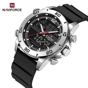 NAVIFORCE 9253 Fashion Double Display Quartz Watch Brown Lather Men Watch Wristwatches Luminous Calendar Week <b>Clock</b> Waterproof - Product Image 4