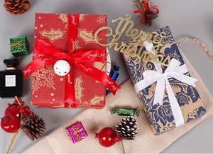 กระดาษห่อของขวัญคริสต์มาสแบบคลาสสิก ขนาด 50*70 ซม. พิมพ์ลายสองด้าน กระดาษคราฟท์สีน้ำตาล 80 แกรม - Product Image 3