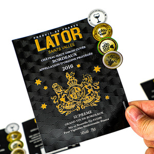 <strong>Custom</strong> <strong>printed</strong> logo Brand sticker Embossed gold foil stamped <strong>label</strong> Speckled Uv textured paper Whiskey <strong>wine</strong> bottle <strong>label</strong> - Product Image 1