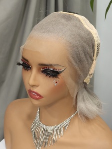 Parrucca da 10 pollici di colore grigio a Bob <span class=keywords><strong>capelli</strong></span> umani 13x4 parrucche anteriori in pizzo per donne vietnamesi <span class=keywords><strong>capelli</strong></span> grezzi a doppio taglio con osso dritto - Product Image 3