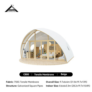 Tienda de campaña Safari de alta calidad, casa de lujo grande a prueba de viento para acampar al aire libre, Eco Resort, forma de carcasa de Glamping, tienda de Hotel con puerta de vidrio - Product Image 3