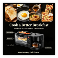 10L Multifungsi 3 in 1 Alat Pembuat Sarapan Oven Grill Pembuat Kopi Hadiah Praktis untuk Pecinta Dapur