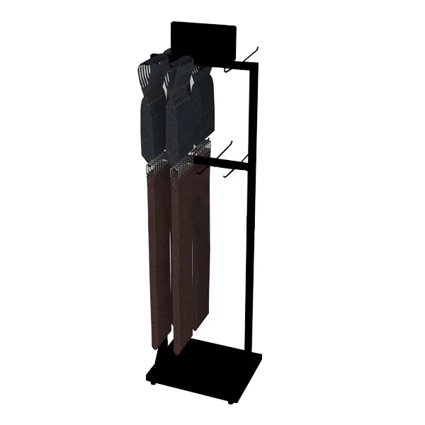 Retail Store 2-Tiers Metal Tie Holder Stand Flooring Display Belt Hanger Hooks with Strong Base