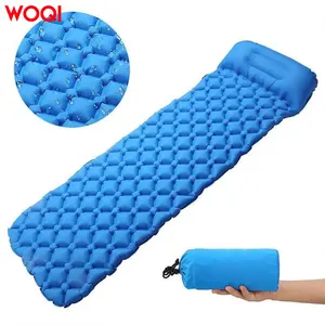 Woqi Outdoor Camping ultralight camping pad inflatable sleeping mat with pillow attached