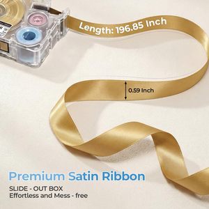 Phomemo A30 P15 Satin <strong>Ribbon</strong> Tape 12mm X 5m Black Print Champagne Gold <strong>Ribbon</strong> for Gift Wrapping Wedding Decoration DIY Crafts - Product Image 5