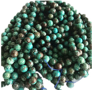 Cuentas redondas naturales de crisocola, piedras preciosas sueltas de estilo americano - Product Image 4