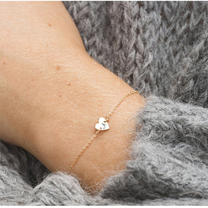 Escrito Carta símbolo 8MM corazón en forma de encanto pulsera de acero inoxidable - Product Image 1