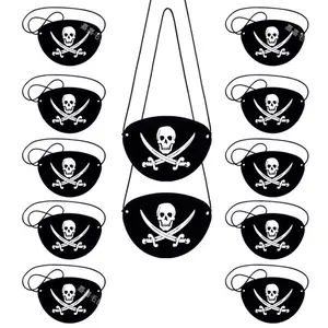 子供のためのハロウィーンの海賊テーマパーティーワンアイスケルトンキャプテンアイパッチハロウィンパーティーマスク10個フェルトパイレーツアイパッチ