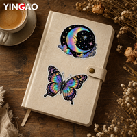 Autocollant en vinyle découpé sur mesure holographique, résistant à l'eau et aux UV, avec n'importe quel logo, pour ordinateur portable, bouteille, autocollant de qualité professionnelle
