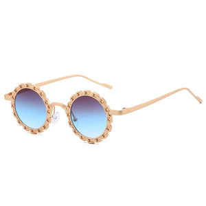 Gafas <span class=keywords><strong>de</strong></span> Sol Redondas con Marco Metálico, Diseño Floral, Protección UV400, Color Azul, para <span class=keywords><strong>Hombre</strong></span> y Mujer, Tendencia 2026, Alta Calidad, Bonitas y Elegantes - Product Image 1