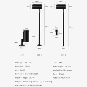 Có thể điều chỉnh <span class=keywords><strong>1W</strong></span> 3W <span class=keywords><strong>Mini</strong></span> <span class=keywords><strong>LED</strong></span> Spotlight Ra> 92 chống chói bảo tàng hiện đại trưng bày tủ trưng bày trang sức chiếu sáng góc nhỏ - Product Image 5