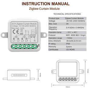 Interruptor de Cortina Inteligente Tuya Zigbee, Controlador Eléctrico Inalámbrico con WiFi para Casa, Hotel, Autocaravana (16A/240V) - Product Image 6