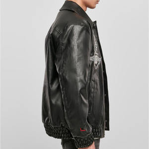 Giacca da Motociclista in Vera Pelle Impermeabile con Ricamo in Ciniglia di Alta Qualità Personalizzata per Uomo - Product Image 3