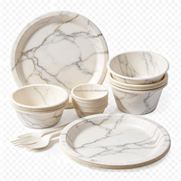 Assiettes et bols en papier, ensemble de vaisselle jetable pour les traiteurs, les fêtes et les plats à emporter