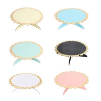 Support à gâteau en papier à un étage avec bordure dorée festonnée, couleurs macaron, pour les fêtes d'anniversaire, décoration de table de desserts