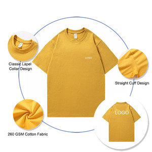 Camisetas de 260 Gsm al por mayor para hombres y mujeres, camisetas de varios colores de uniforme de verano de ajuste Regular de algodón suave liso - Product Image 2
