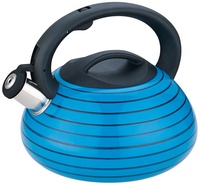 Bouilloire à thé sifflante de haute qualité de 3.0 litres corps à fond unique avec bouilloire de cuisinière au design floral pour eau thé capacité de 3L
