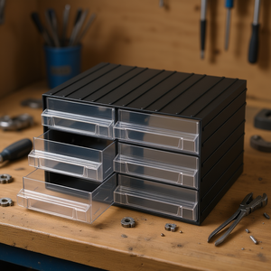 Unité de rangement Fervi avec tiroirs transparents extractibles, boîte de rangement à 6 compartiments pour outils et petites pièces - Product Image 3