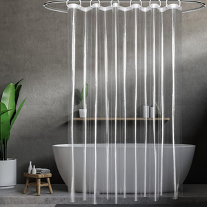 Rideau de Douche Moderne Transparent 72x72 Pouces en PEVA Givré Imperméable et Opaque avec 12 Œillets et Crochets Antirouille - Product Image 3