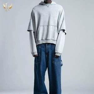 เสื้อฮู้ดวินเทจขายส่งสำหรับฤดูหนาว ผ้าฝ้าย 100% 480 กรัม ตะเข็บดิบ ไม่มีเชือกผูก ทรงโอเวอร์ไซส์ พิมพ์ลาย ตัดสั้น - Product Image 1