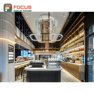 Commercial Coffee Service <b>Counter</b> Front Cash Wrap Bakery Shelf Matte Wood Cafe <b>Counter</b> - Product Image 5