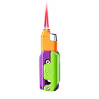 Briquet à gaz butane à flamme rouge coupe-vent, design couteau à carotte, jouet anti-stress créatif et original