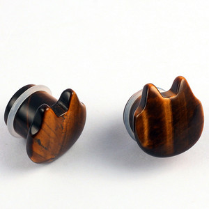 Vente en gros de dilatateurs d'oreilles classiques en pierre, poids, tunnels pour <span class=keywords><strong>piercing</strong></span>, bijoux de corps avec sertissage à griffes - Product Image 4
