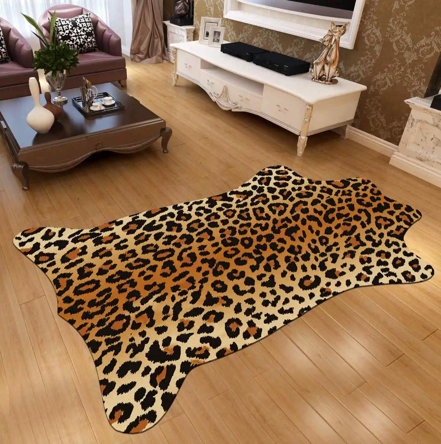 Tapis professionnel naturel en fourrure artificielle, tapis en peau de vache, en peau d'animal, en peluche, en Faux cuir de cerf