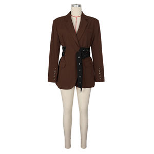 Nuova Collezione <span class=keywords><strong>Blazer</strong></span> da <span class=keywords><strong>Donna</strong></span> con Vita Stretta, Maniche Lunghe, Colletto a Risvolto, Patchwork e Bottoni - Product Image 4