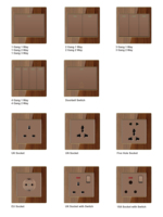 15A évalué Grain de bois PC interrupteur à bouton-poussoir prises de courant électrique pour la maison hôtel utilisation néon interrupteur mural prise de courant
